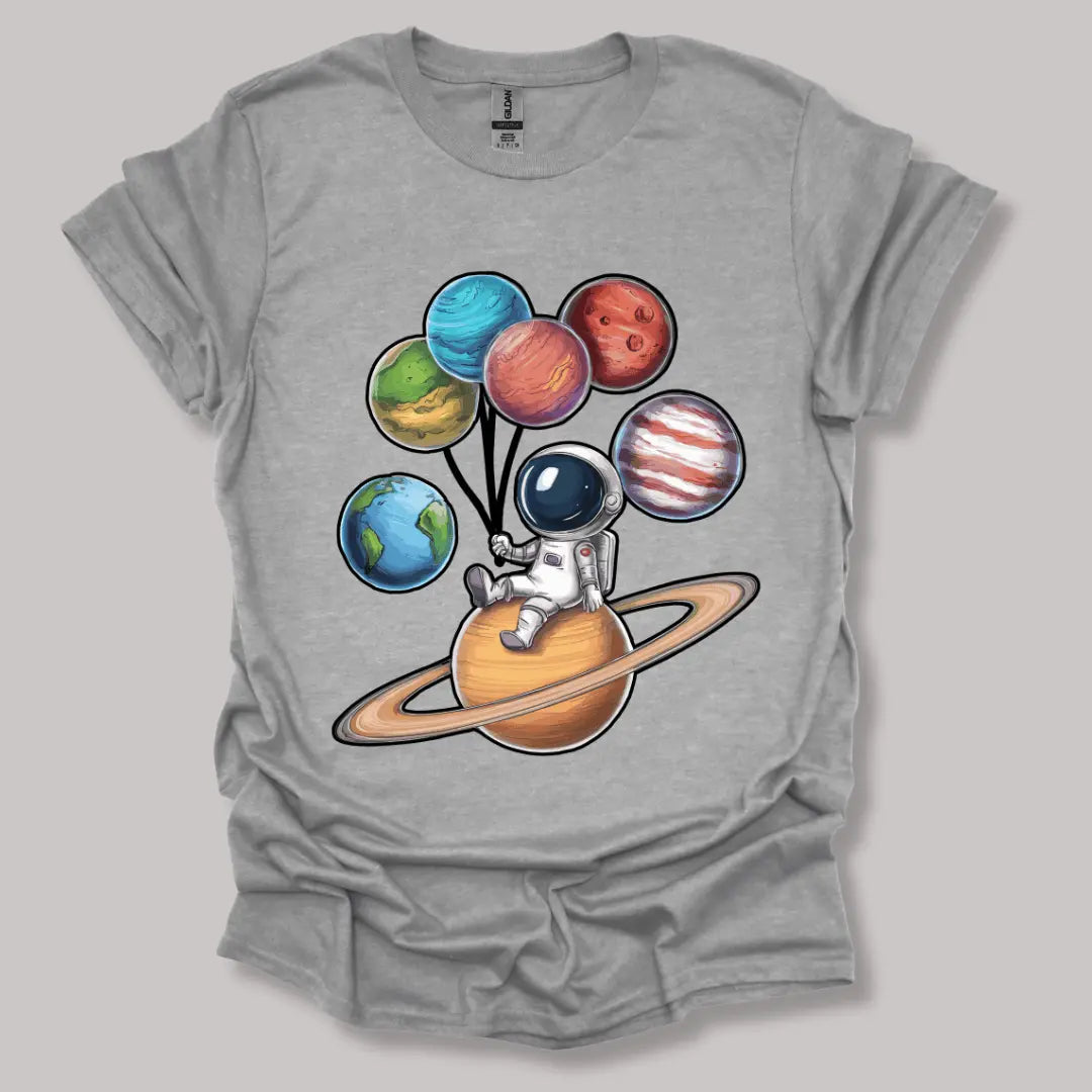 Astronaut and Planets T-shirt Sports Grey / S