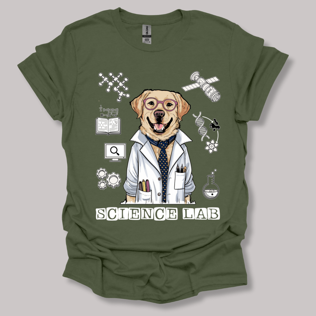 Lab Dog Scientist T-shirt Military Green / S