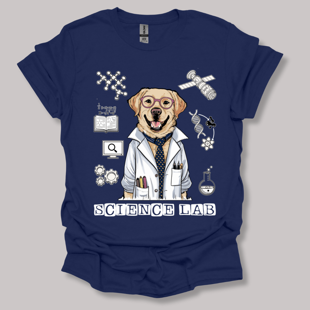 Lab Dog Scientist T-shirt Navy / S