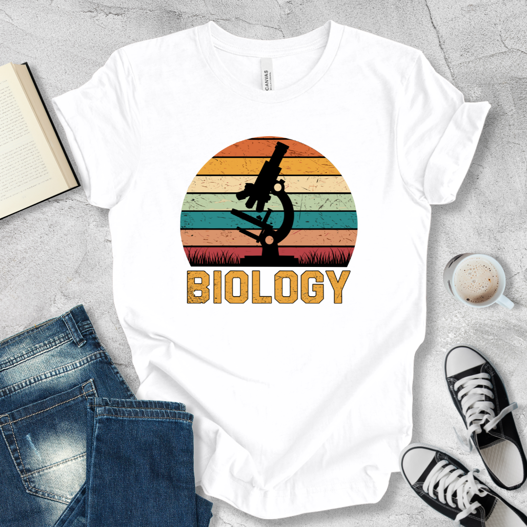 Microscope in sunset T-shirt