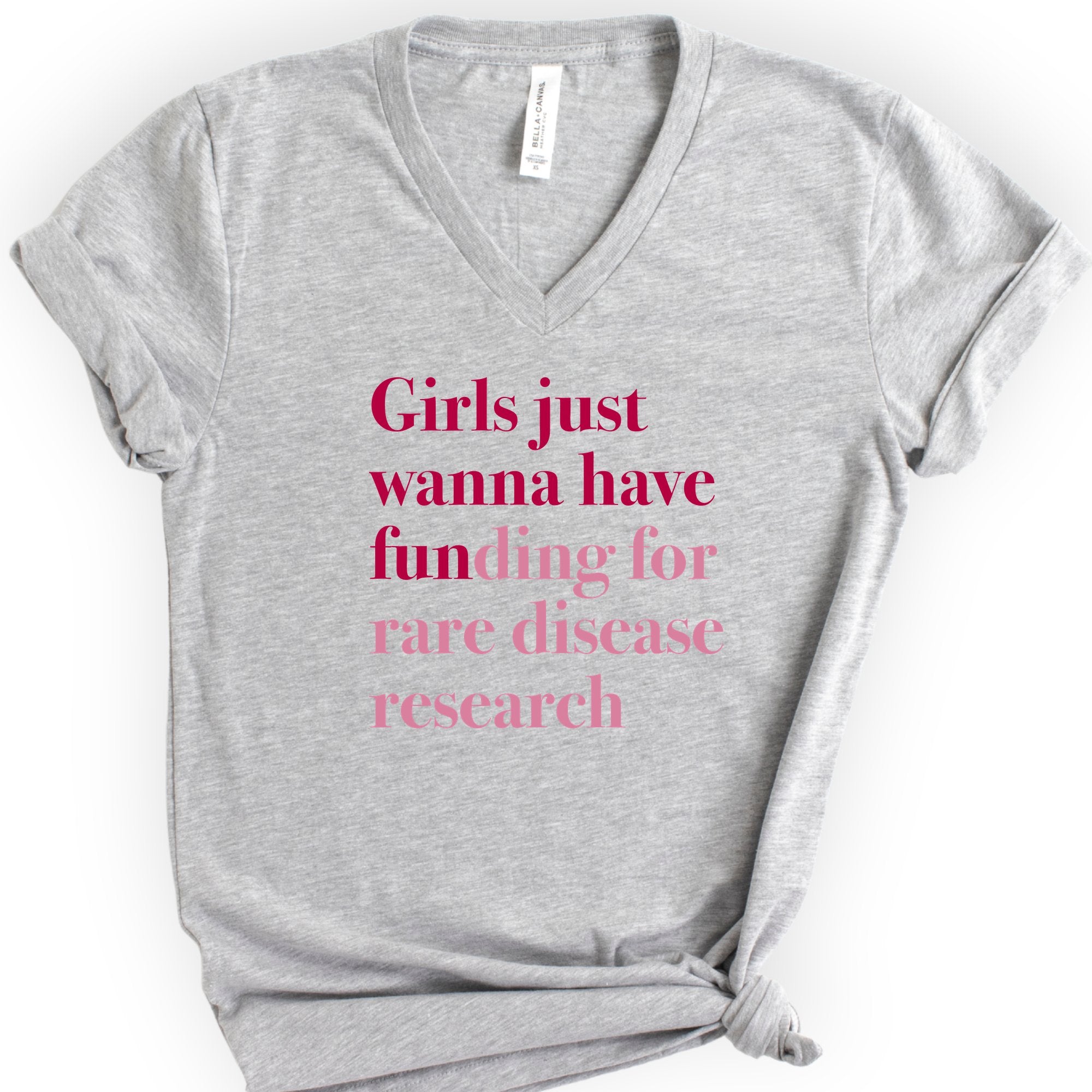 Girls Just Wanna Have Funding — Custom Cause V-Neck T-shirt — Athletic Heather