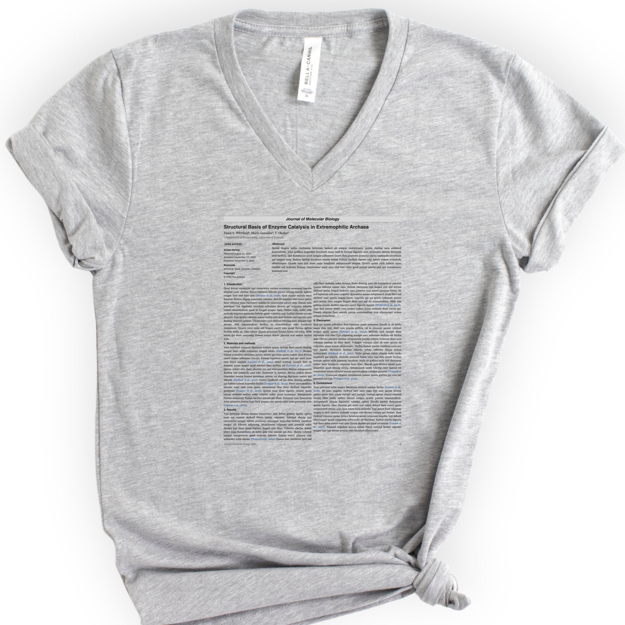 Custom Scientific Paper V-Neck T-shirt — Your Published Article — Athletic Heather