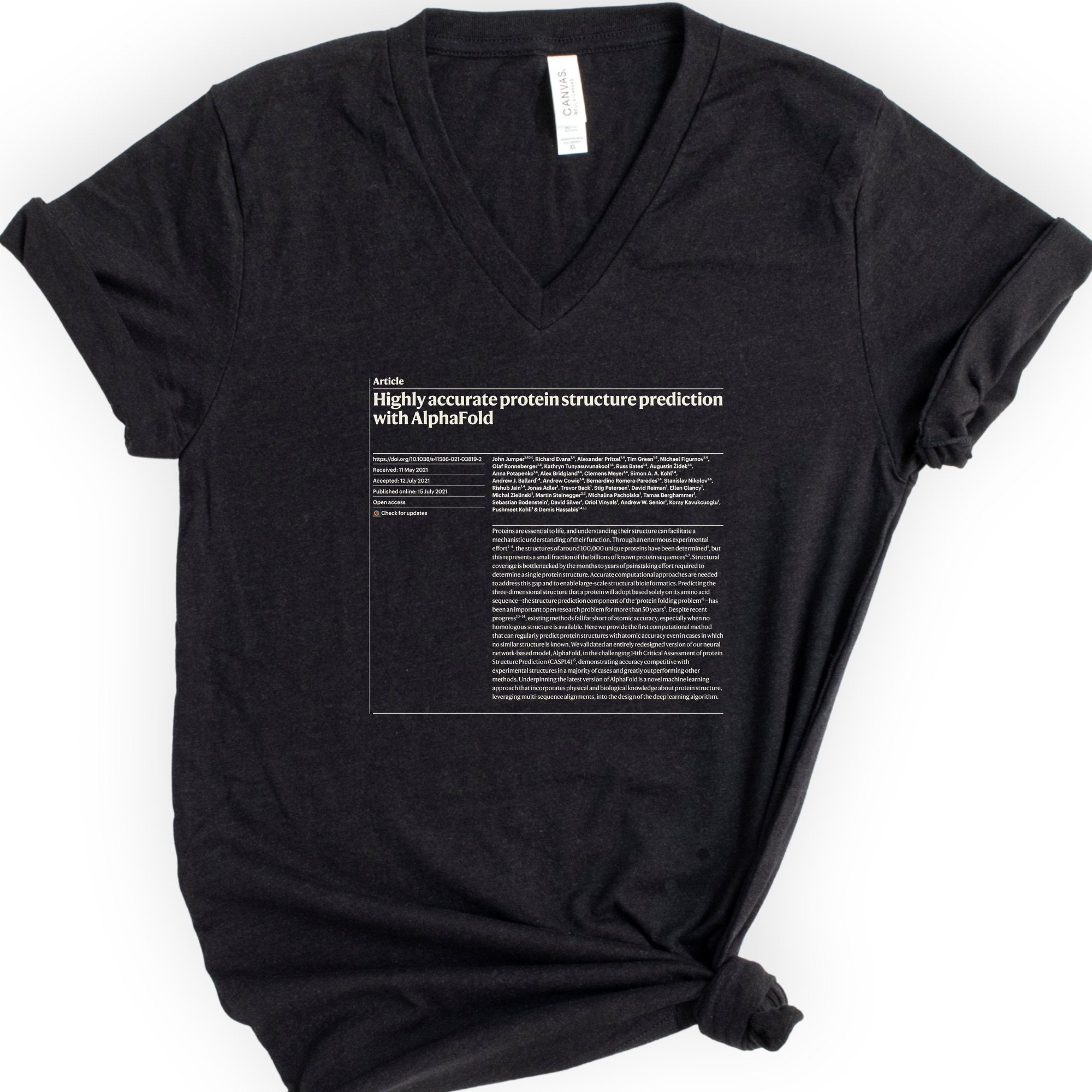Custom Scientific Paper V-Neck T-shirt — Your Published Article — Black