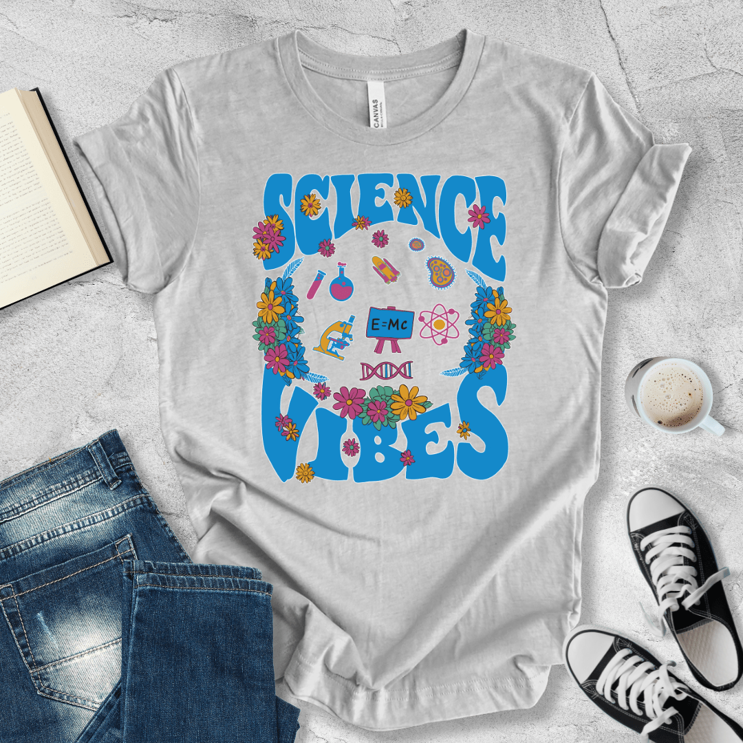 Science Vibes floral blue T-shirt