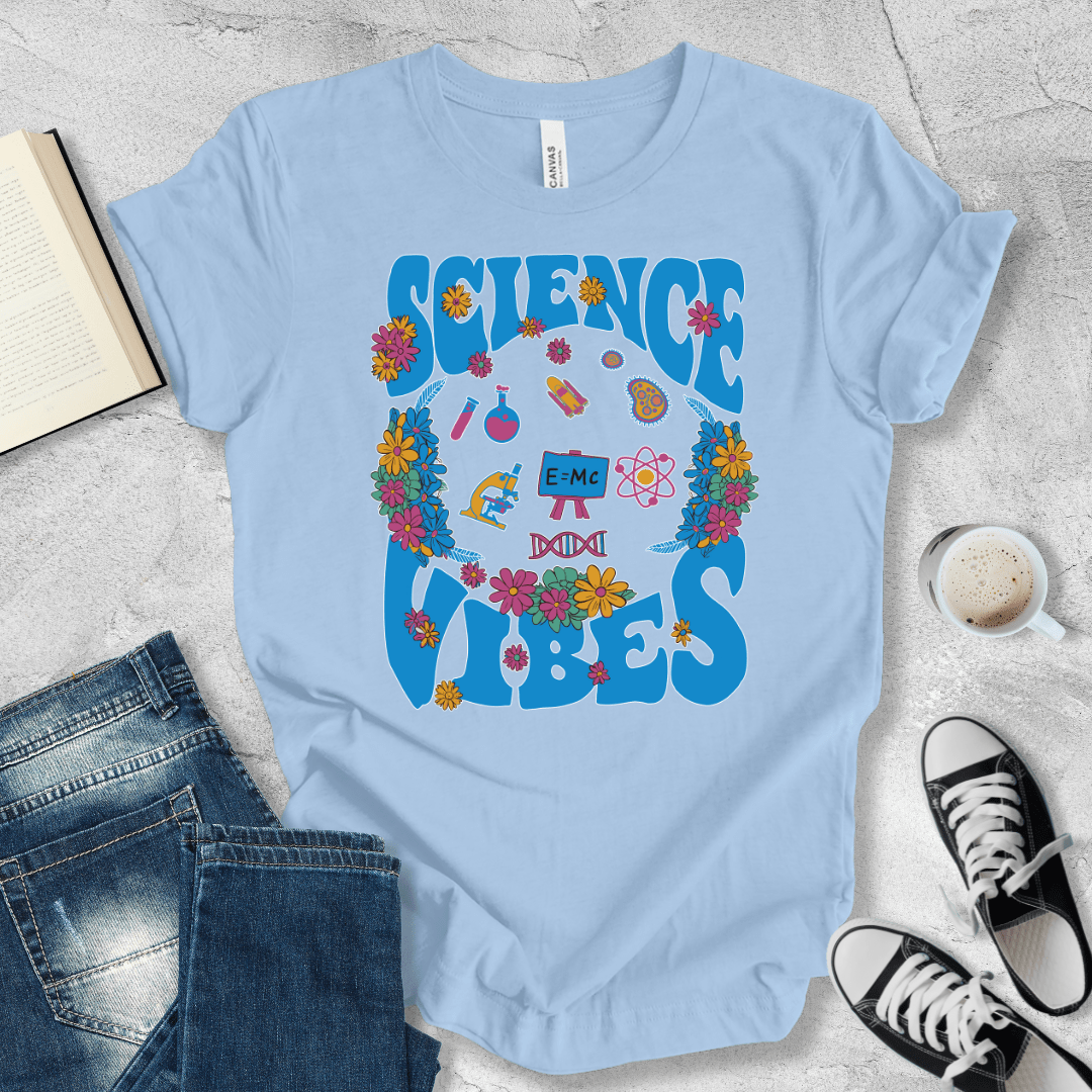 Science Vibes floral blue T-shirt