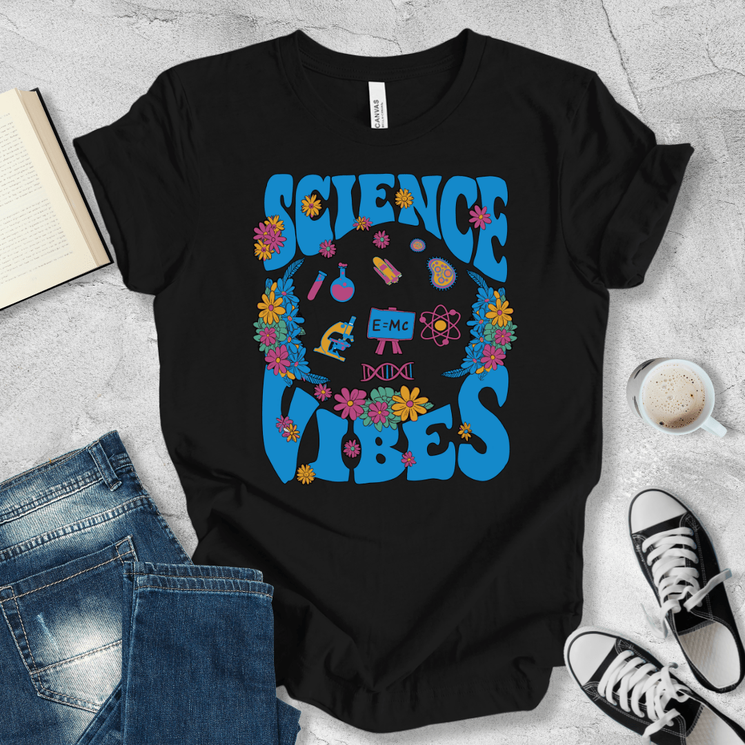 Science Vibes floral blue T-shirt