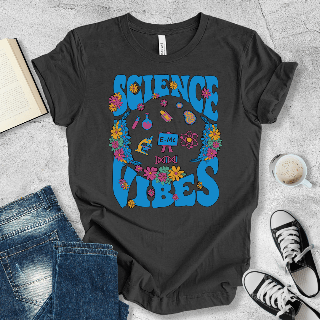 Science Vibes floral blue T-shirt