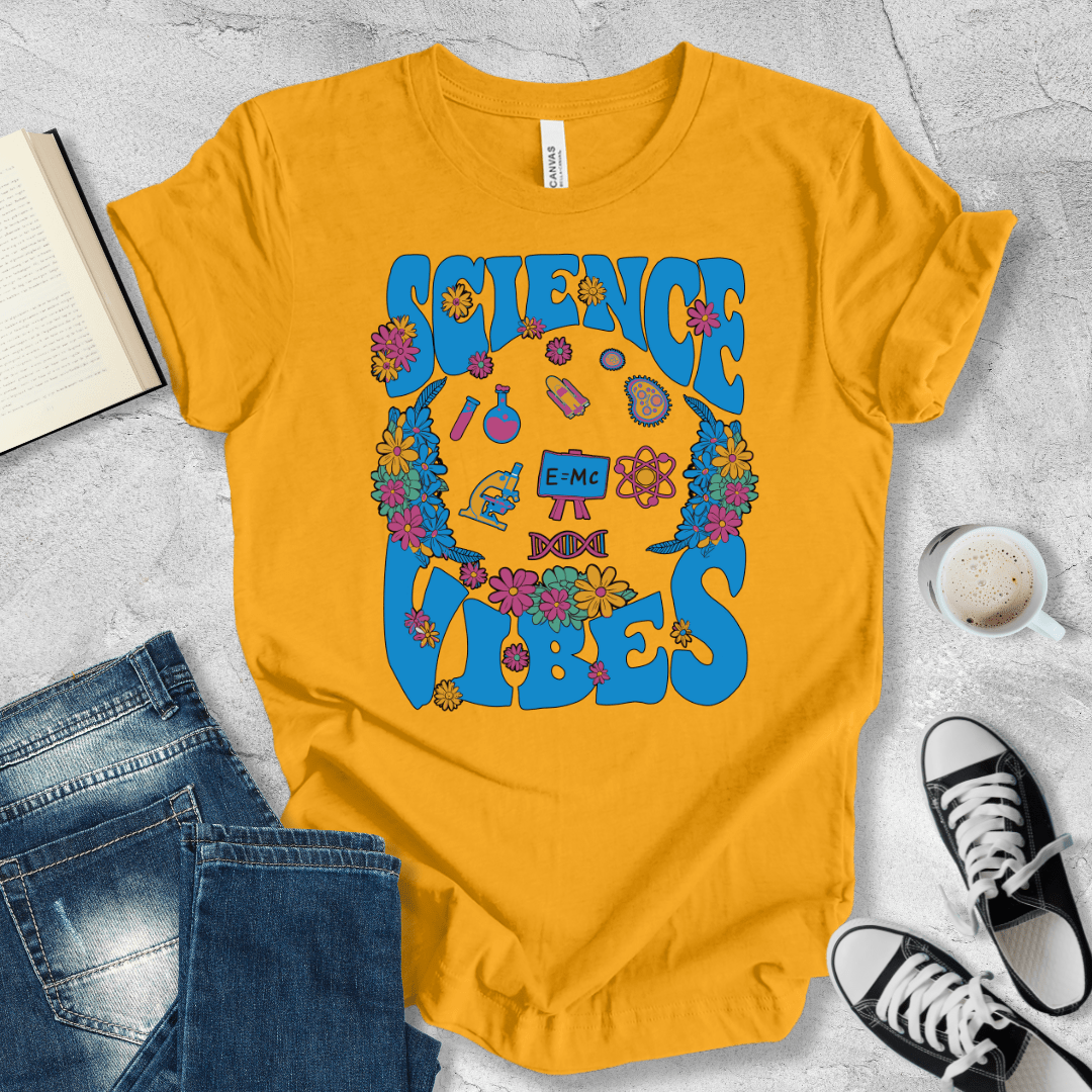 Science Vibes floral blue T-shirt