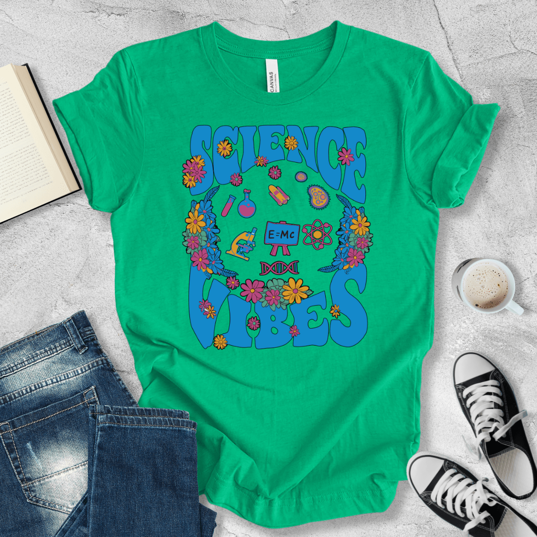 Science Vibes floral blue T-shirt