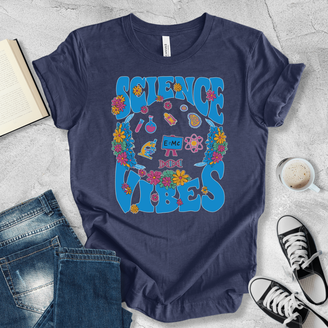 Science Vibes floral blue T-shirt