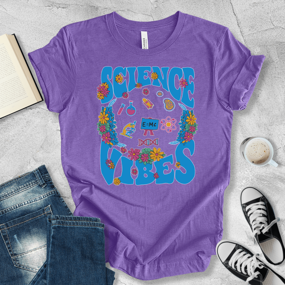 Science Vibes floral blue T-shirt