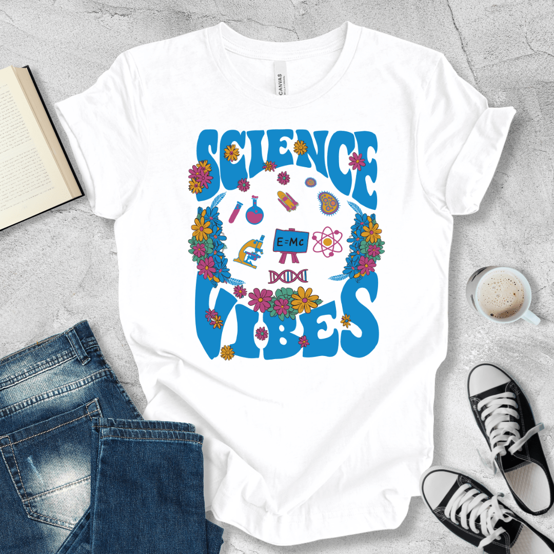 Science Vibes floral blue T-shirt