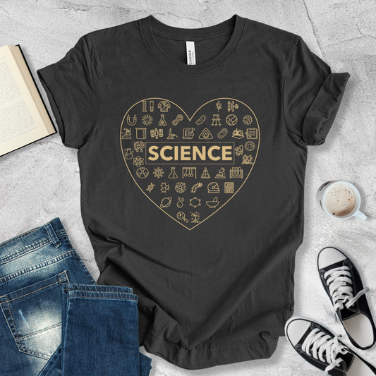 Science icons heart shape T-shirt