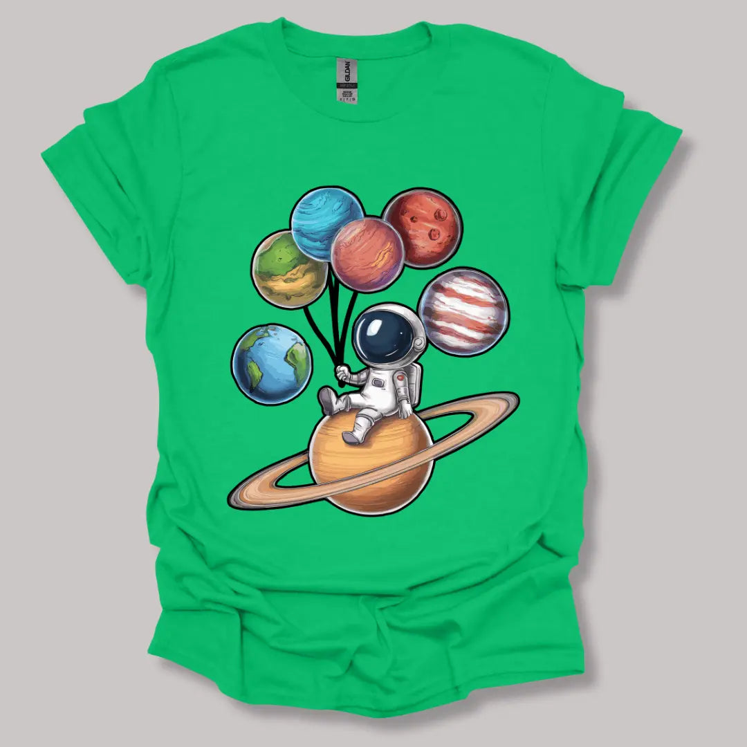 Astronaut and Planets T-shirt Irish Green / S