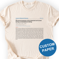 Custom scientific paper t-shirt in Natural — your published article, printed up to the abstract