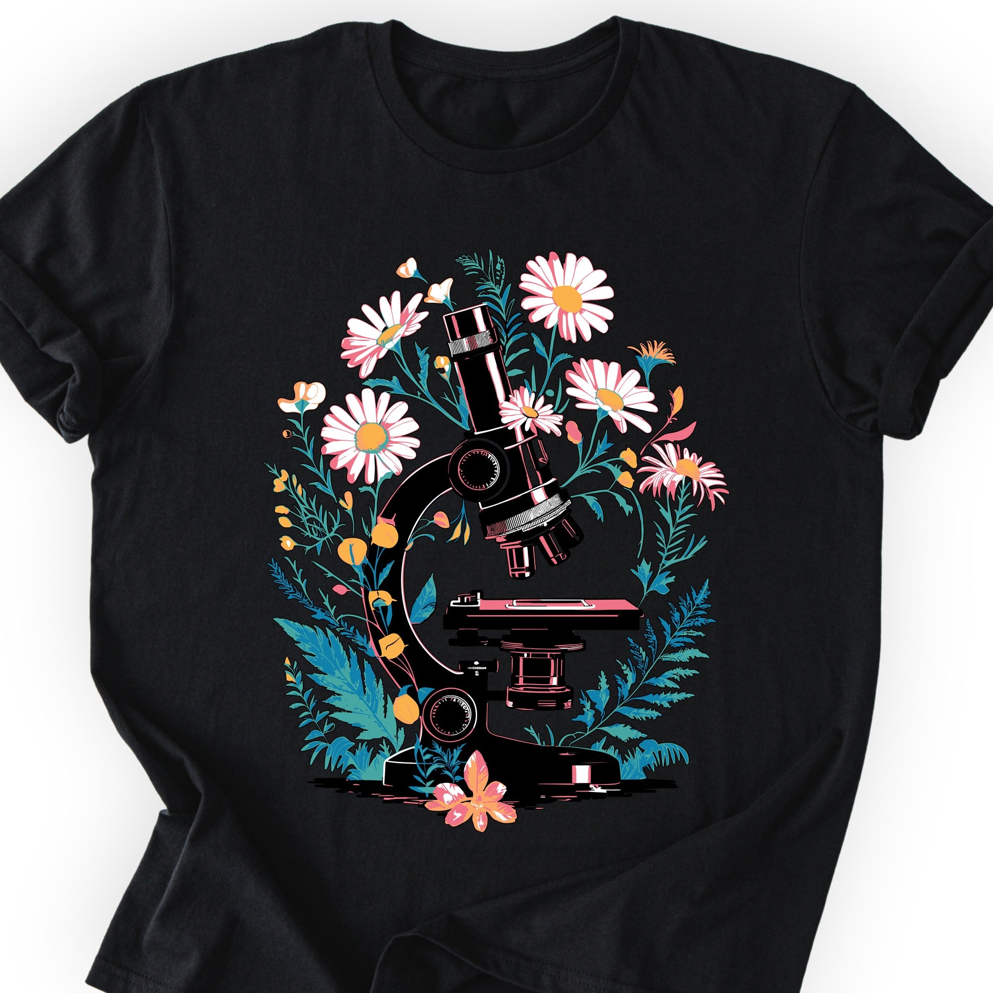 Floral Microscope T-shirt Black