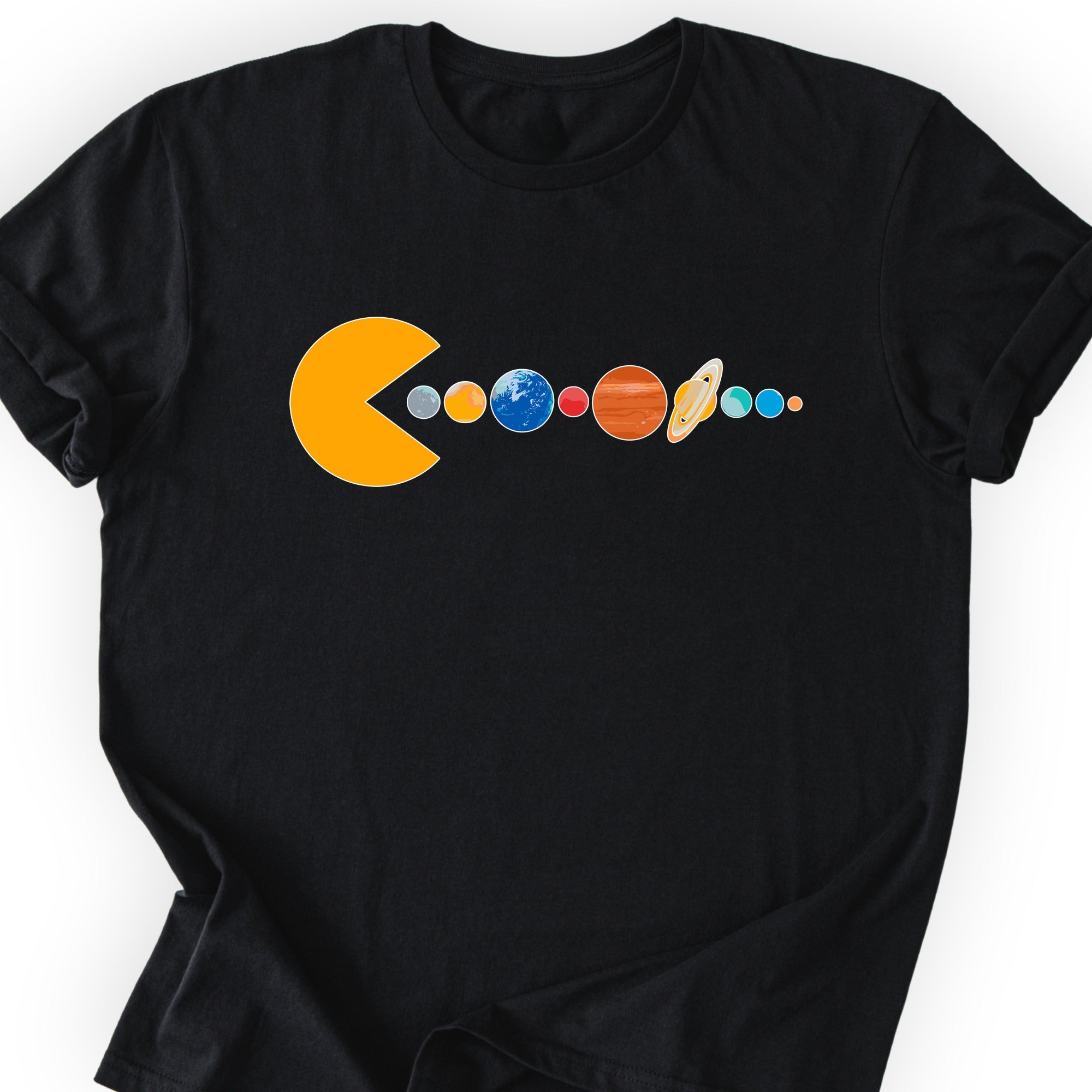 Solar System Pac Man T-shirt Black