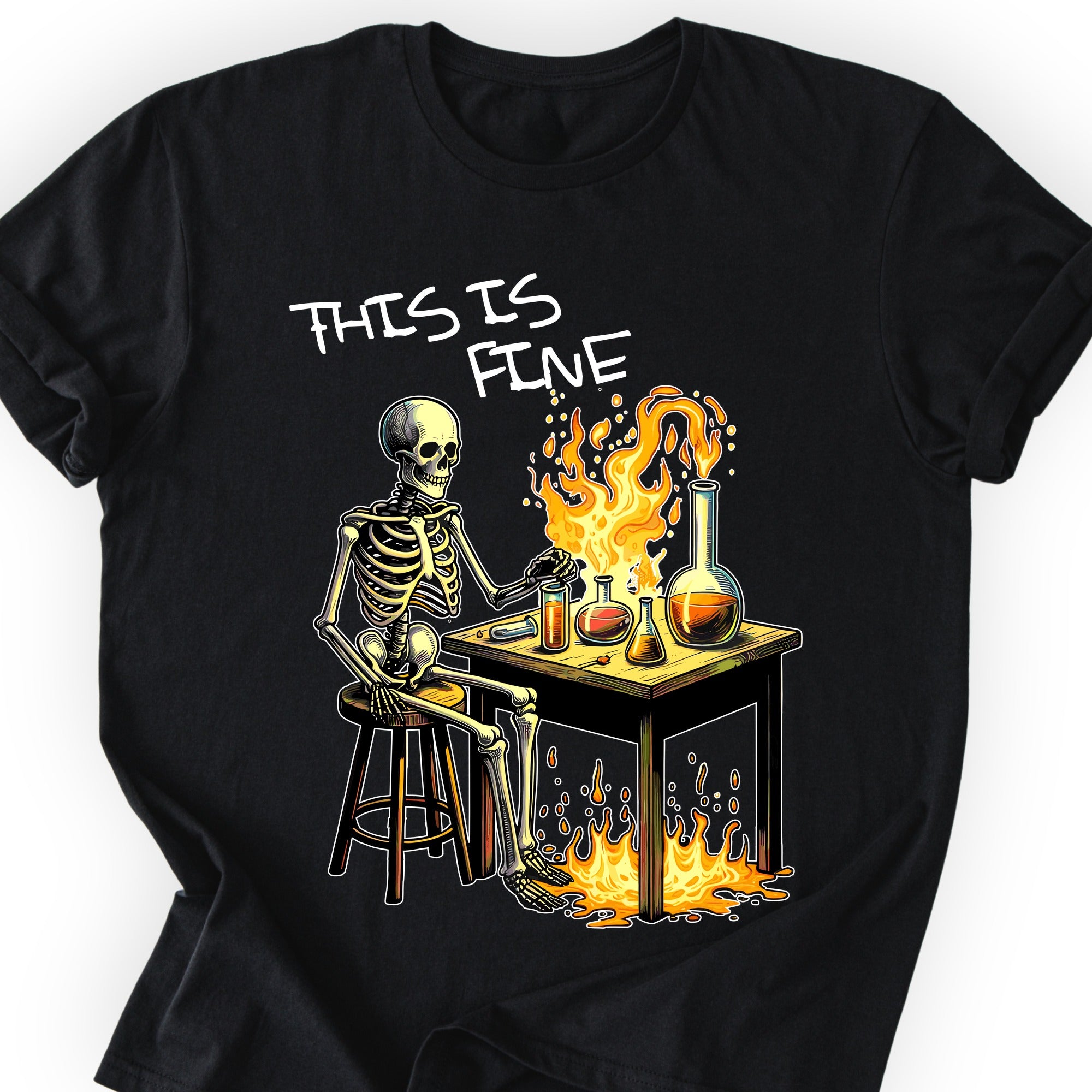 This Is Fine T-shirt Black