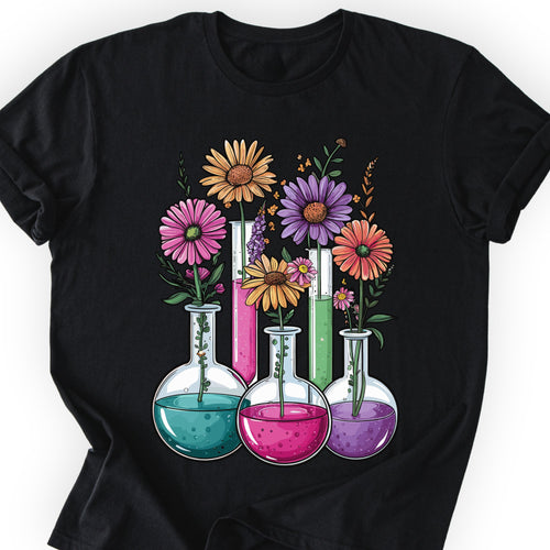 Chemistry Flask Garden T-shirt Black