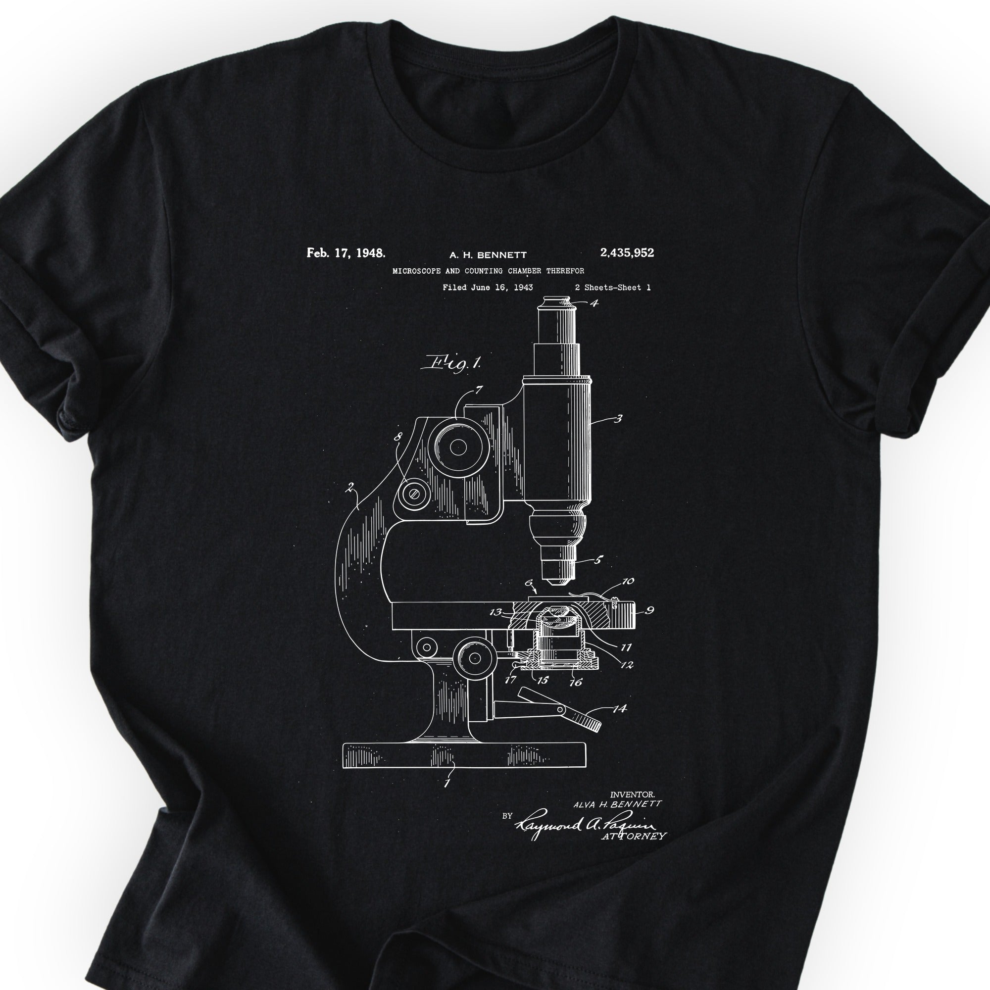 Microscope Patent T-shirt Black