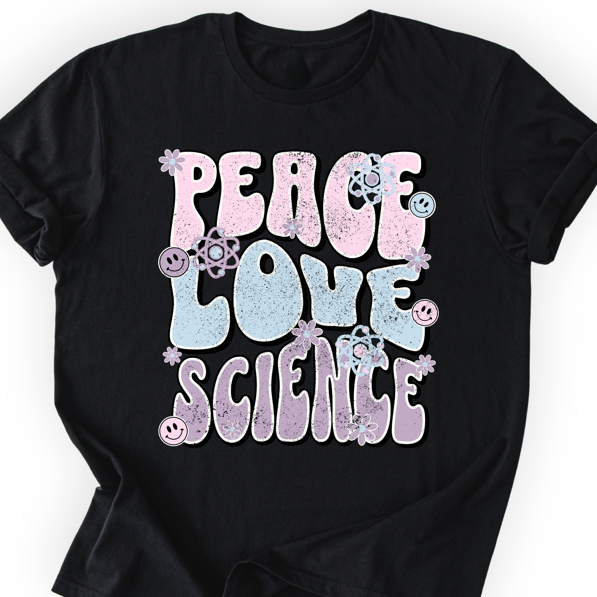 Peace Love Science T-shirt Black