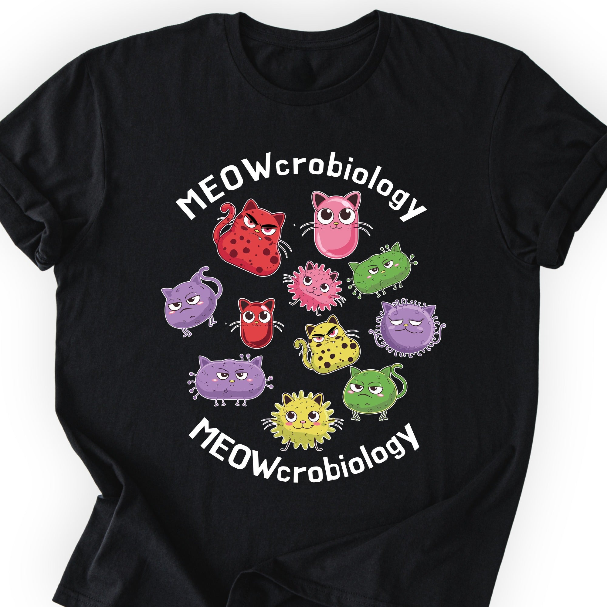 Meowcrobiology  T-shirt Black