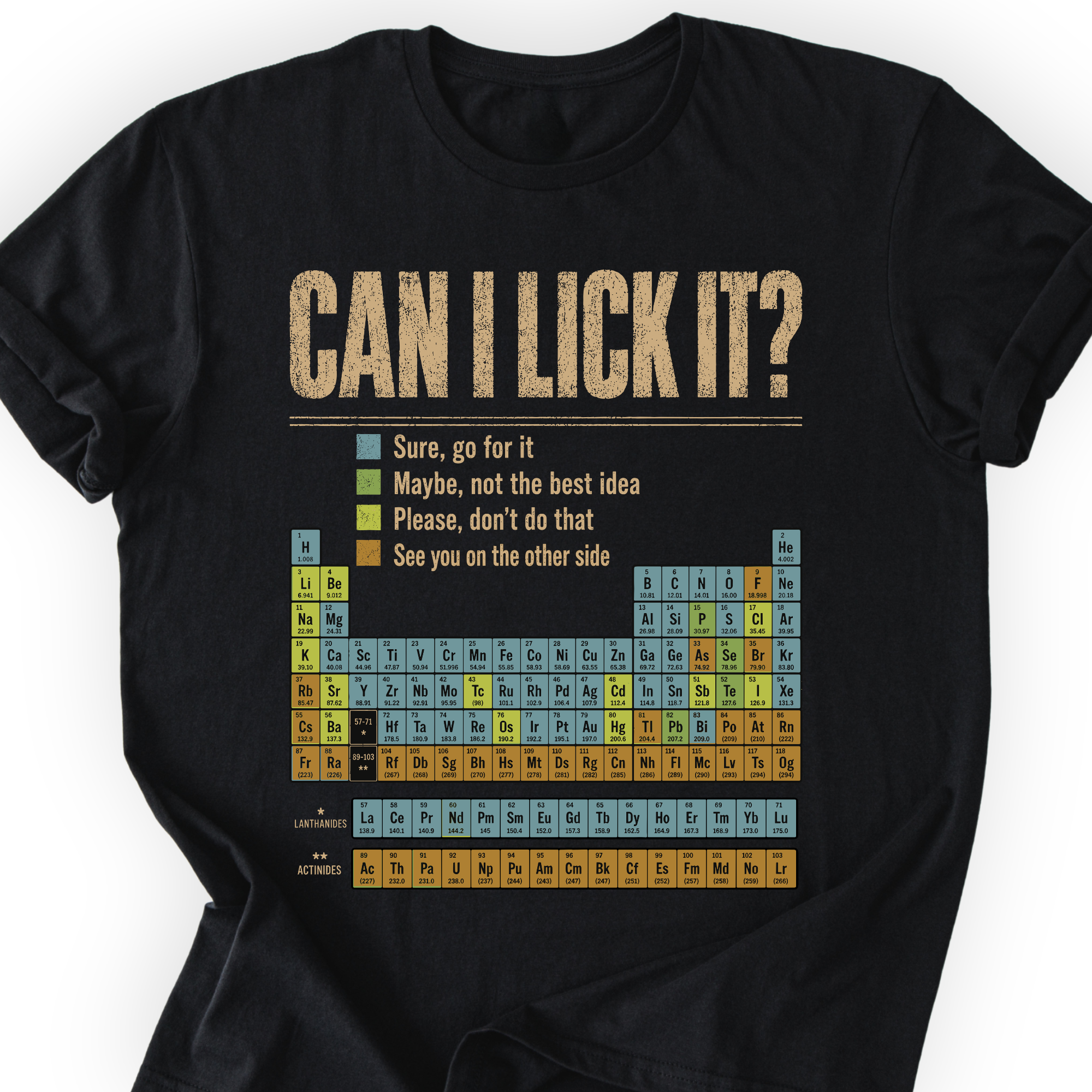 Can I Lick It Periodic Table T-Shirt — Scientist Apparel
