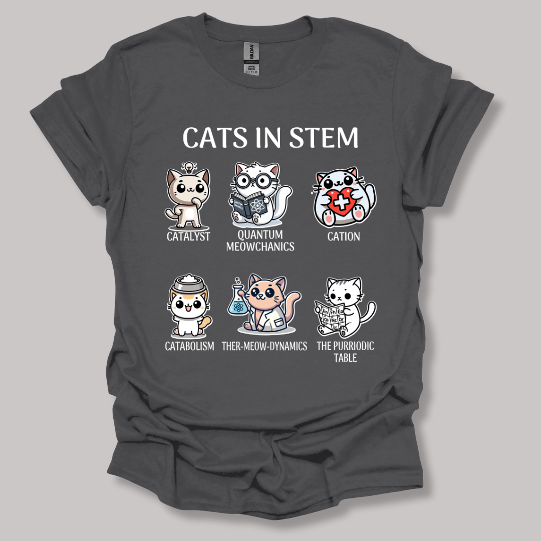 Cats In STEM T-shirt Charcoal / S