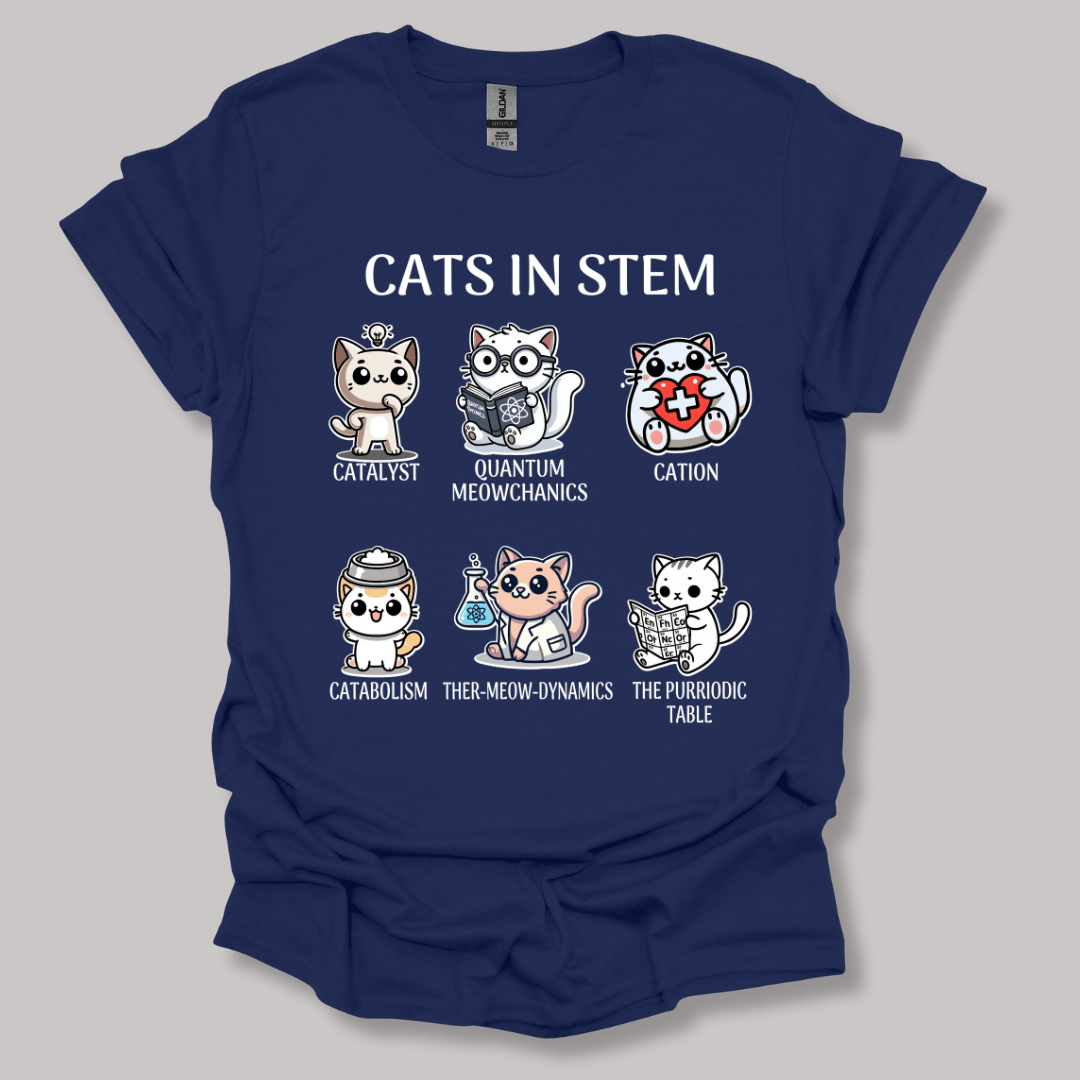 T-Shirt Cats In STEM T-shirt Navy / S