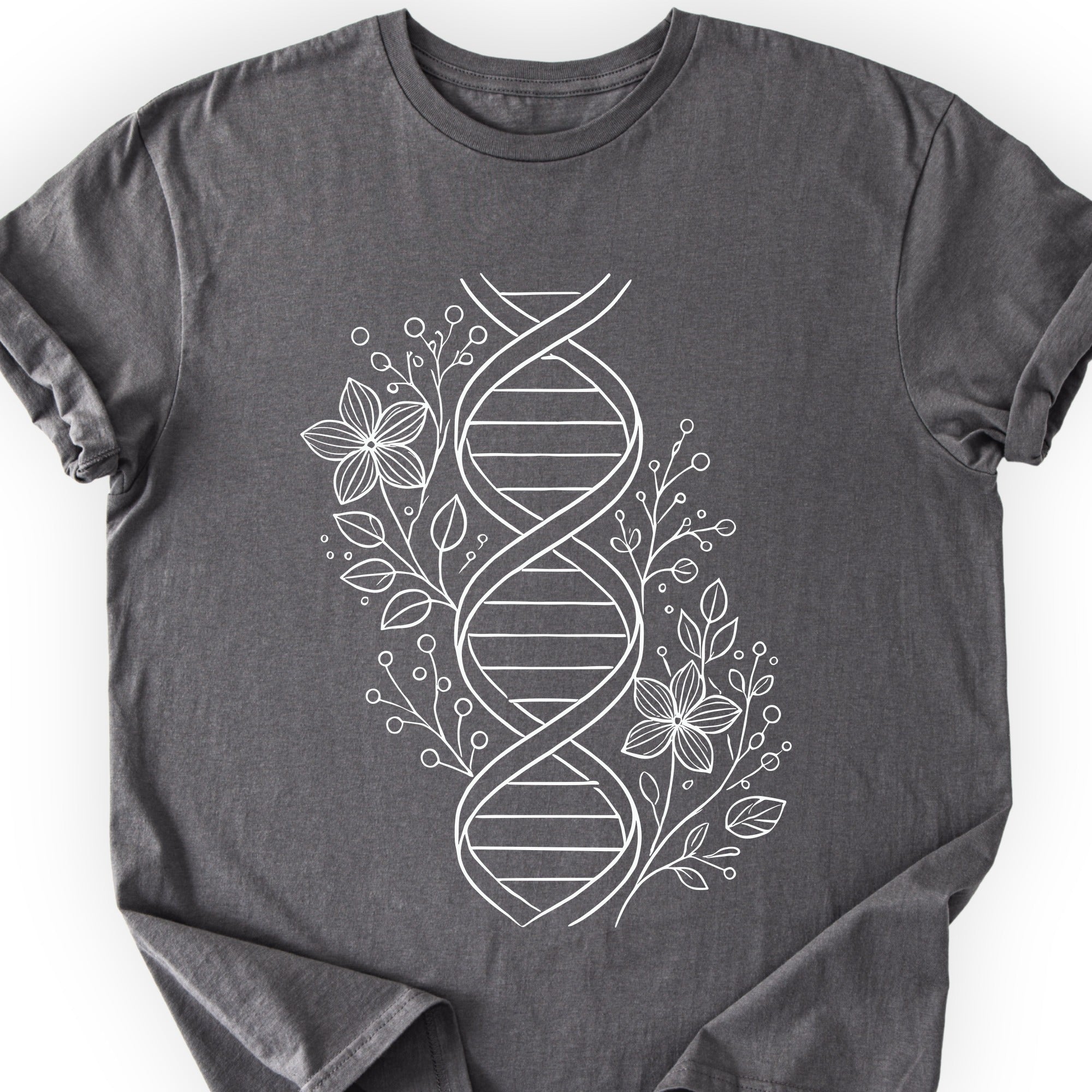 Floral One Line DNA T-shirt Charcoal
