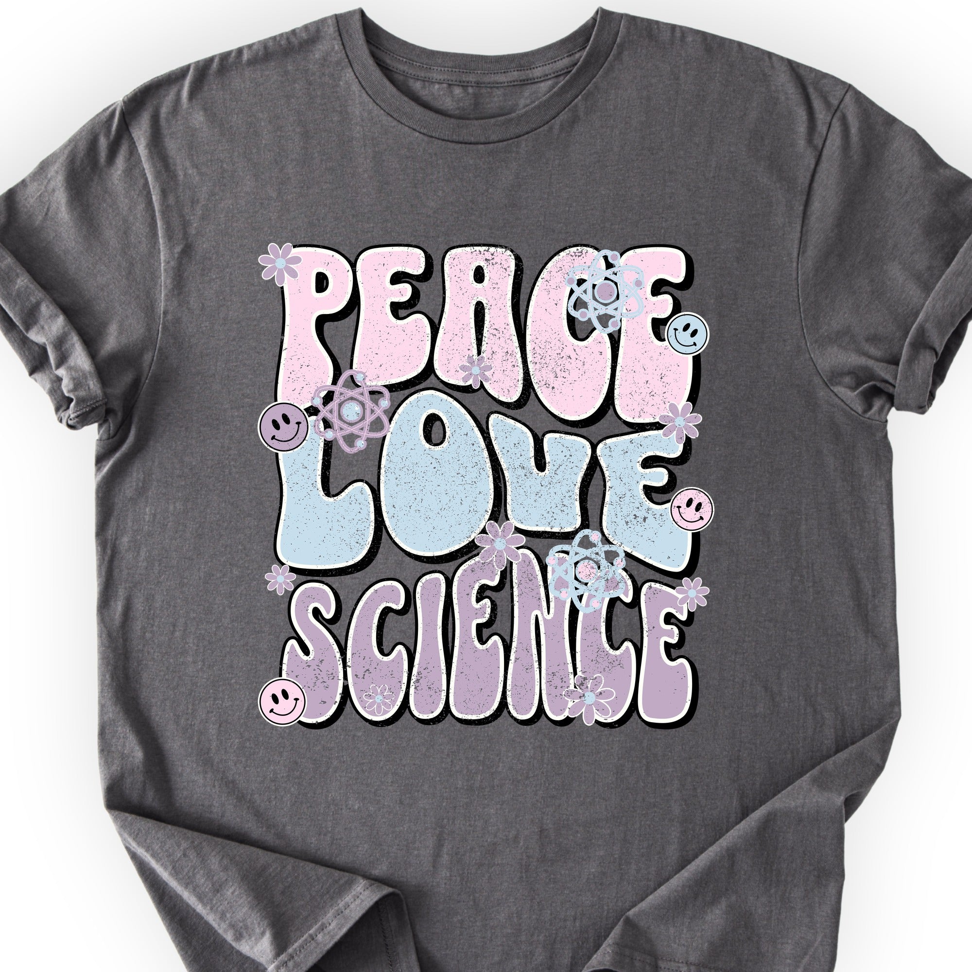 Peace Love Science T-shirt Charcoal