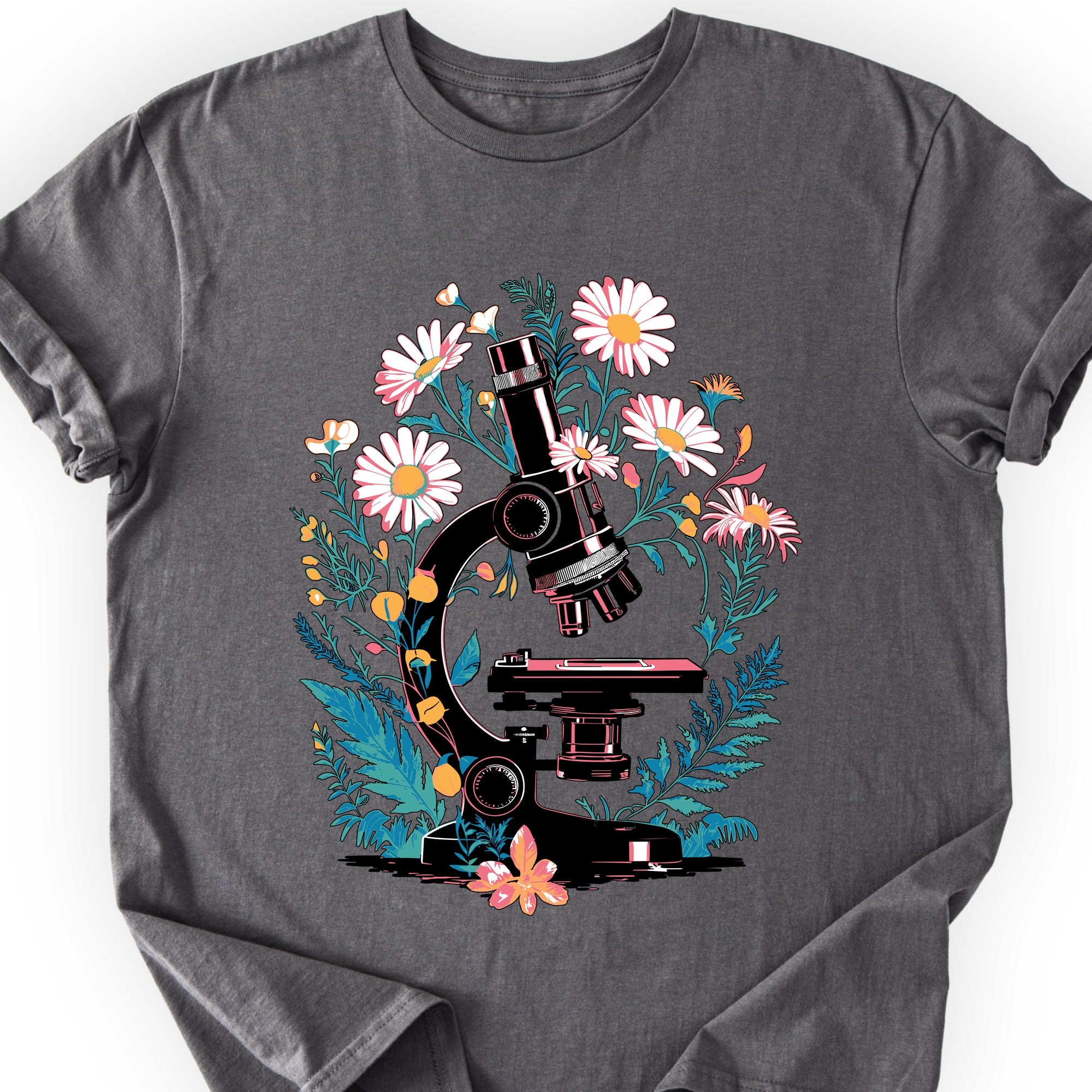 Floral Microscope T-shirt Charcoal