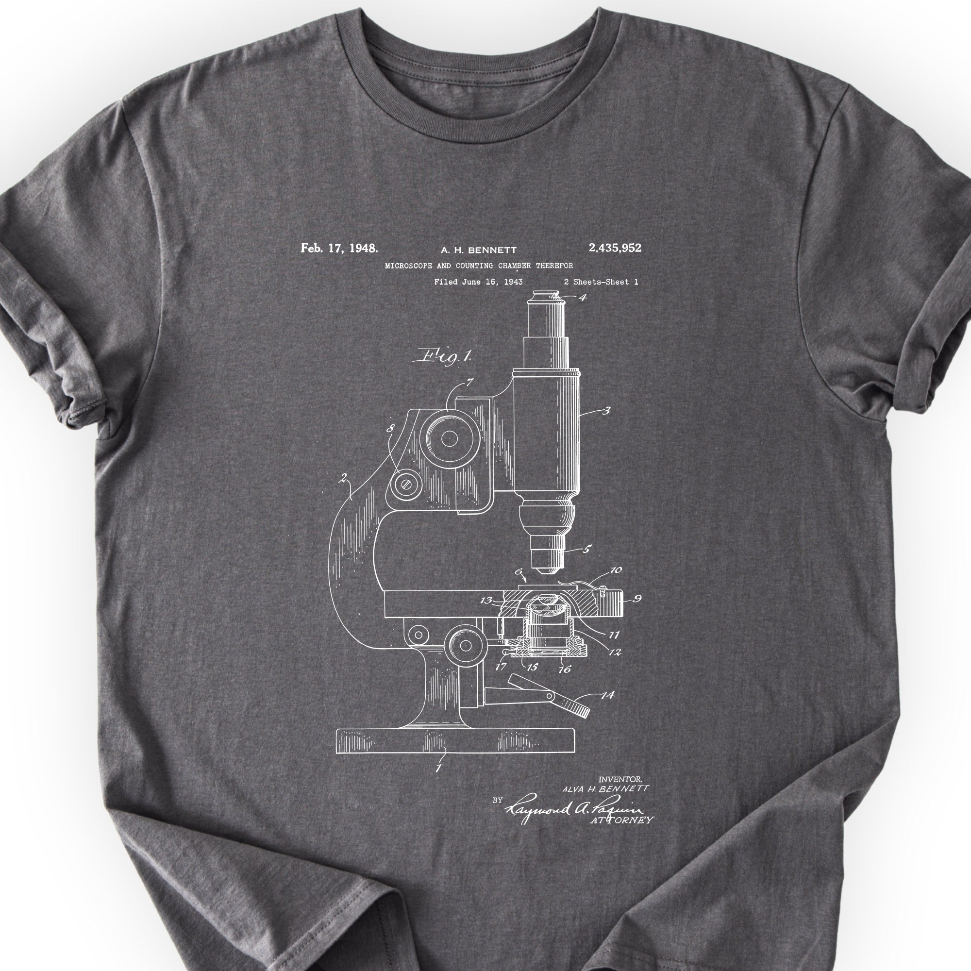 Microscope Patent T-shirt Charcoal