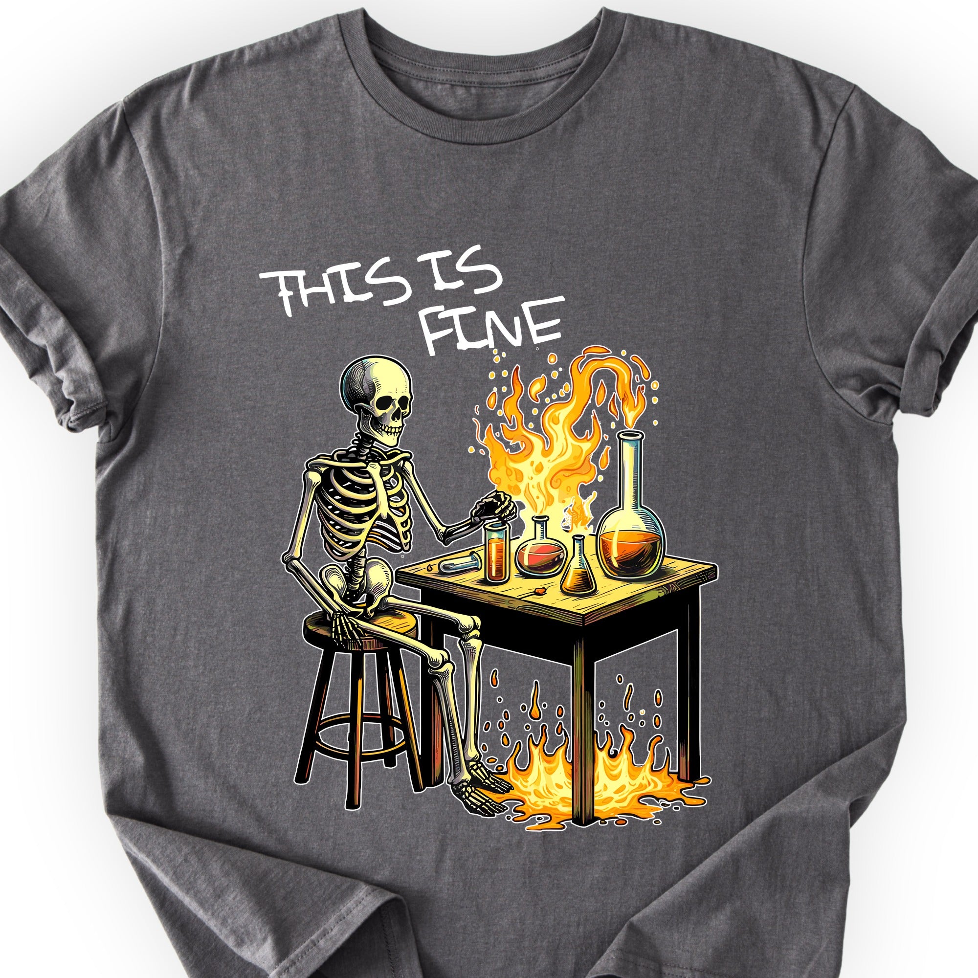 This Is Fine T-shirt Charcoal