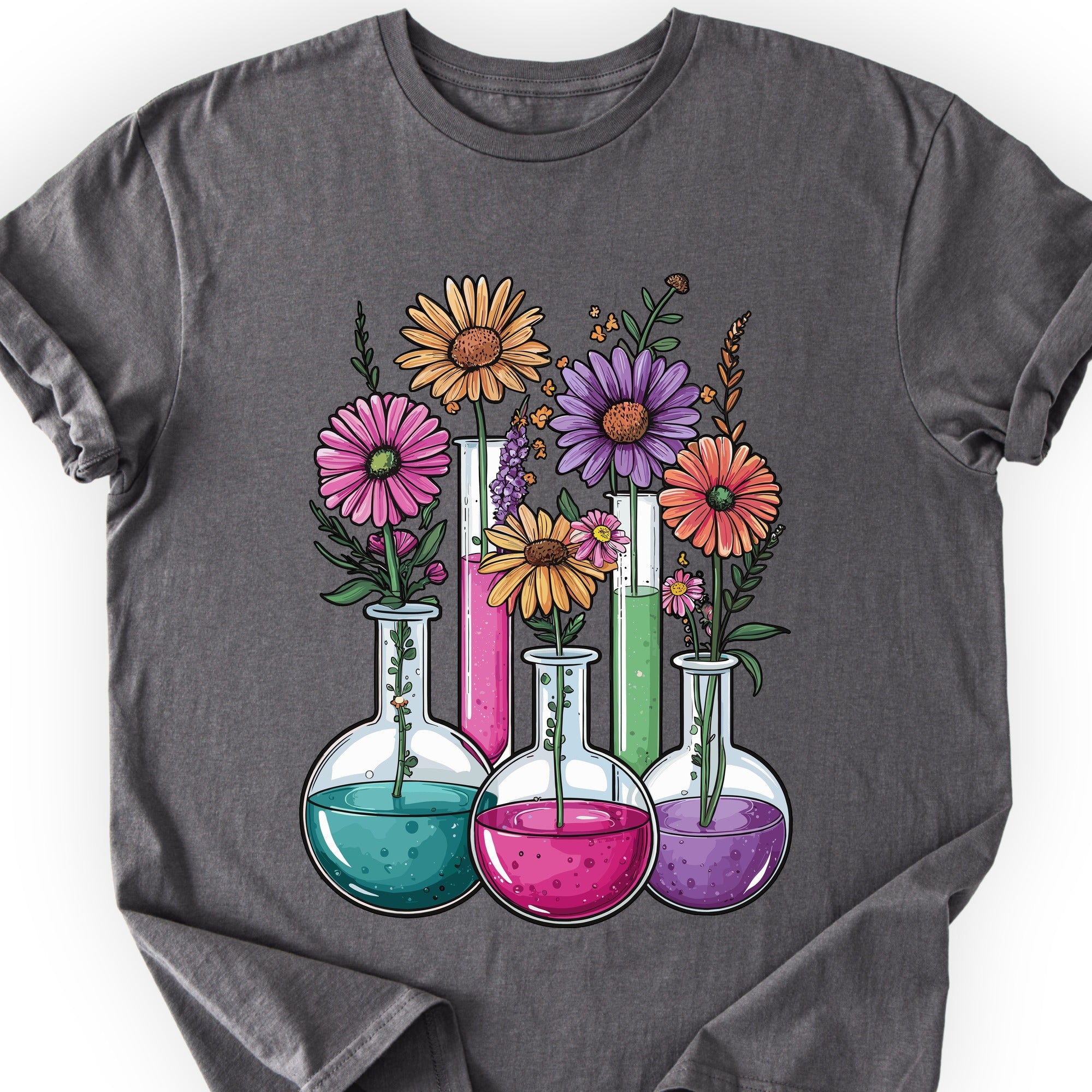 Chemistry Flask Garden T-shirt Charcoal