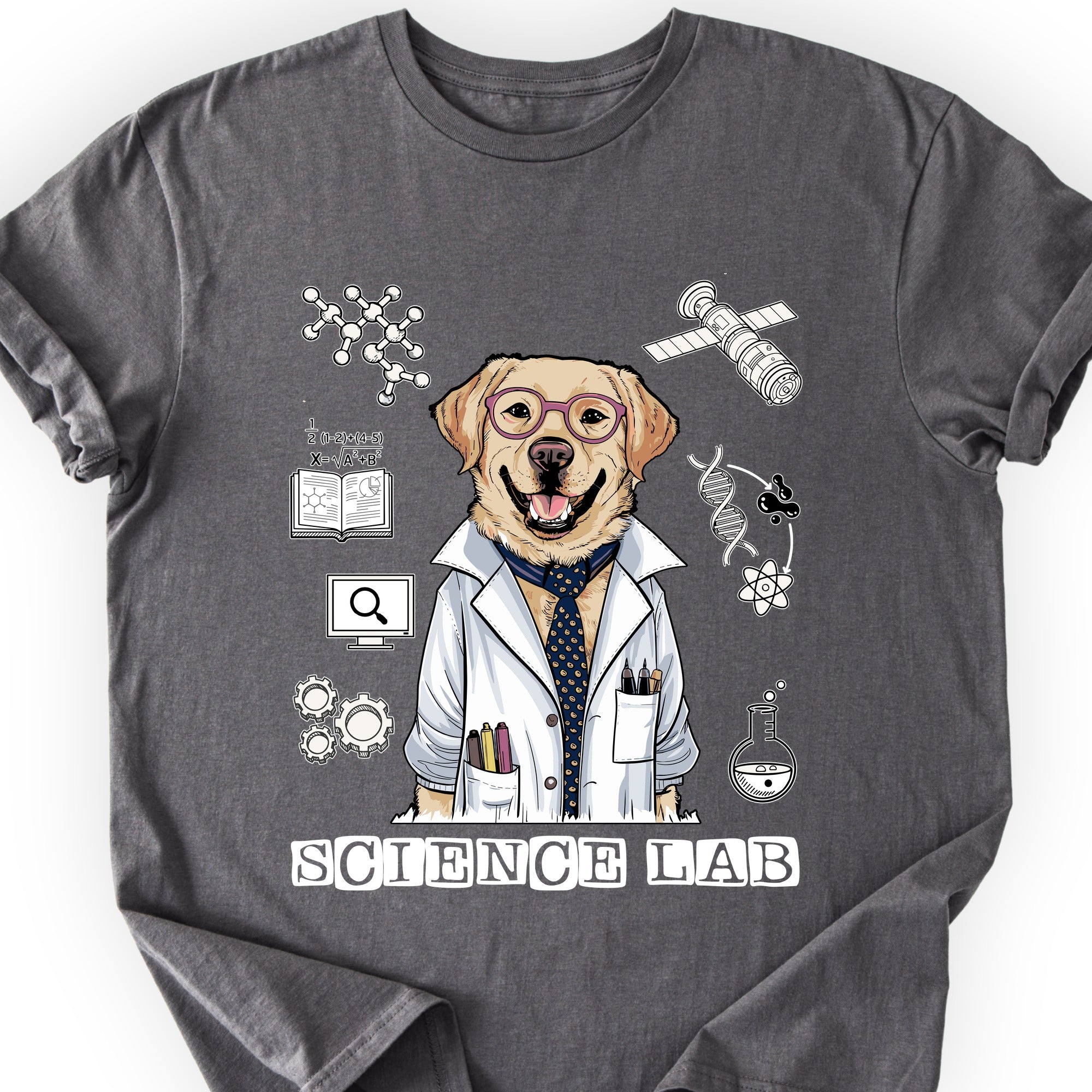 Lab Dog Scientist T-shirt Charcoal