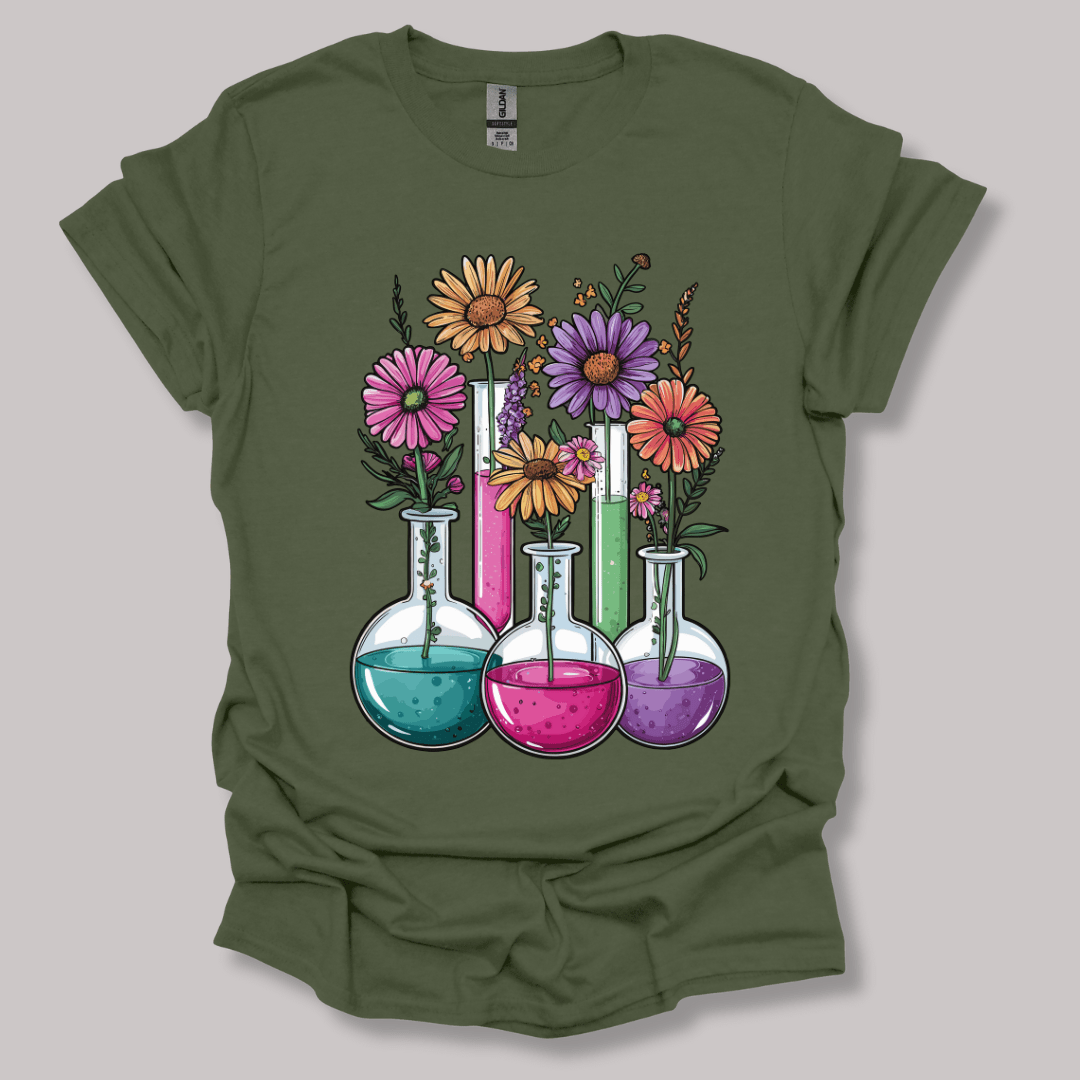 Chemistry Flask Garden T-shirt Military Green / S