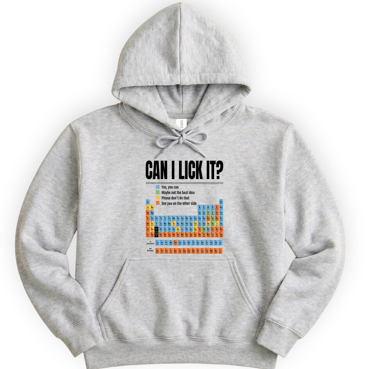 Can I Lick It Periodic Table hoodie — Ash