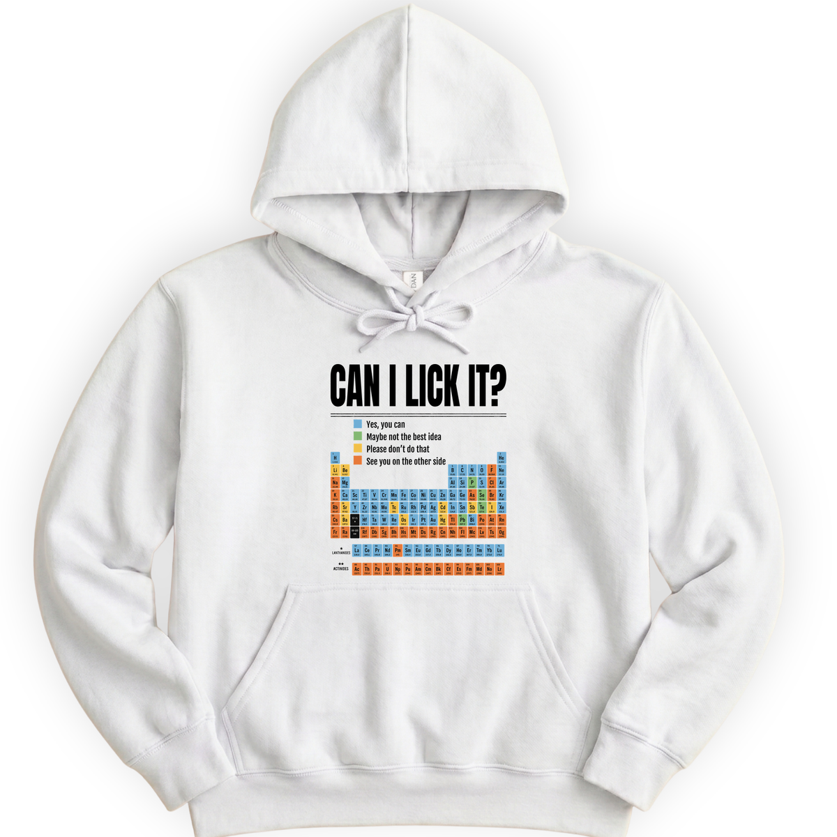Can I Lick It Periodic Table hoodie — White