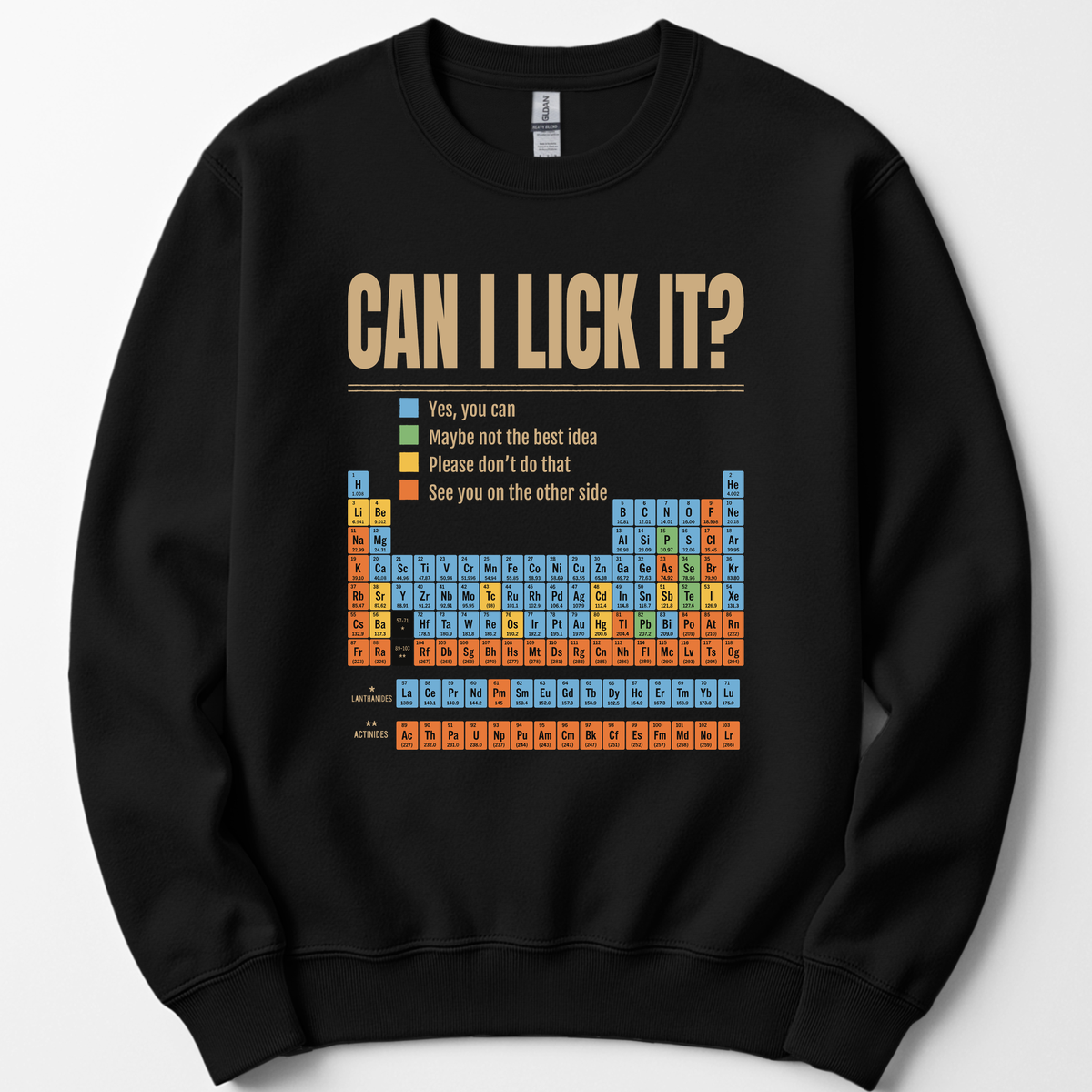 Can I Lick It Periodic Table sweatshirt — Black