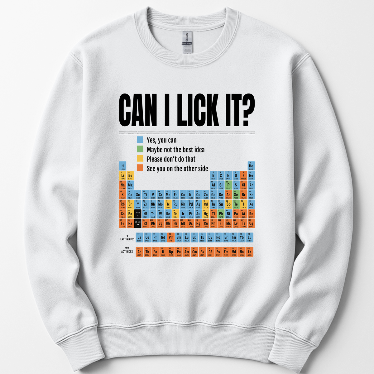Can I Lick It Periodic Table sweatshirt — White