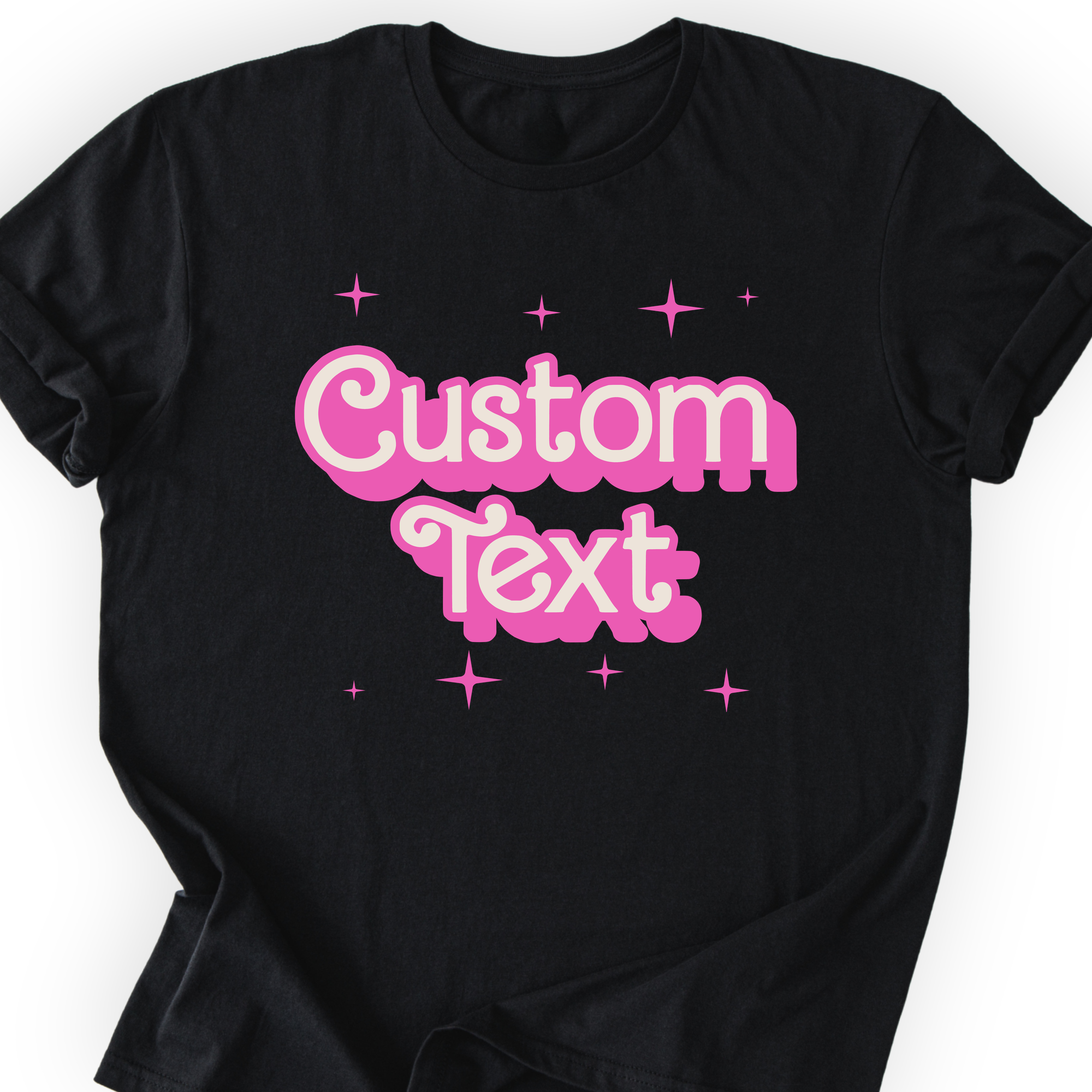 Custom Profession Pink Doll T-shirt Black — type your own profession