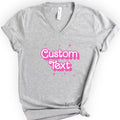 Custom Profession Pink Doll V-Neck T-shirt Athletic Heather — type your own profession