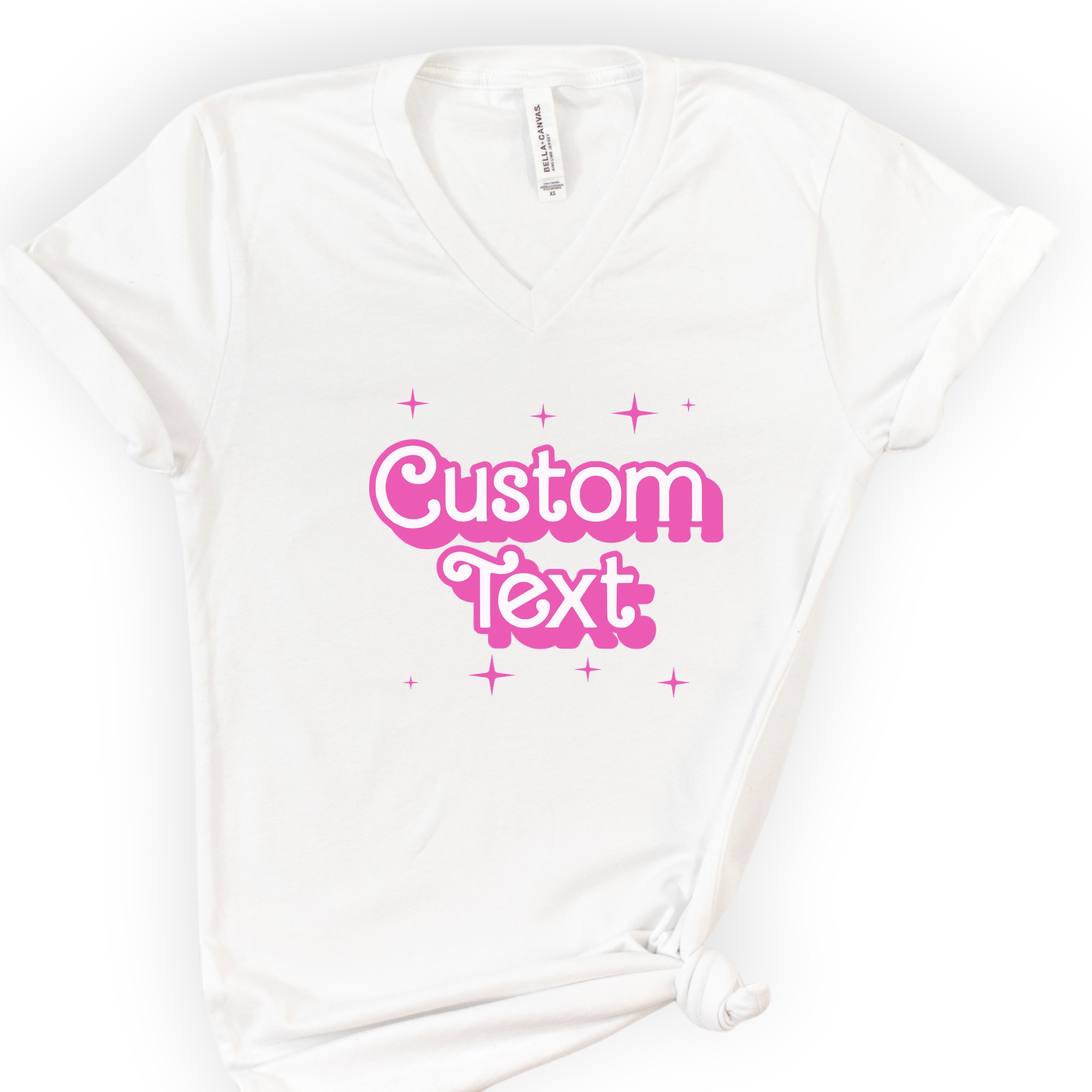 Custom Profession Pink Doll V-Neck T-shirt White — type your own profession