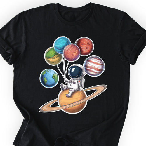 Astronaut and Planets T-shirt Black