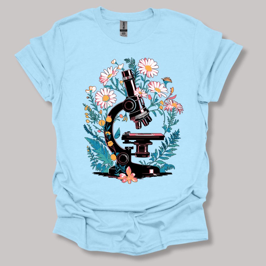 Floral Microscope T-shirt Light Blue / S