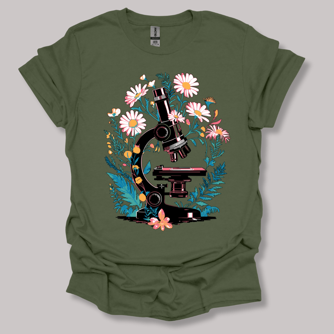 Floral Microscope T-shirt Military Green / S