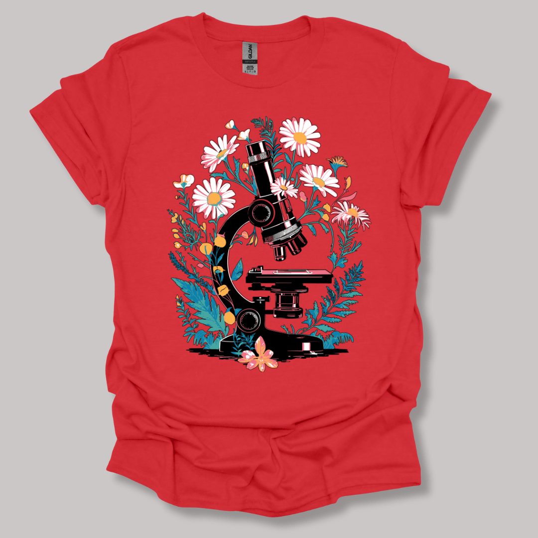 Floral Microscope T-shirt Red / S