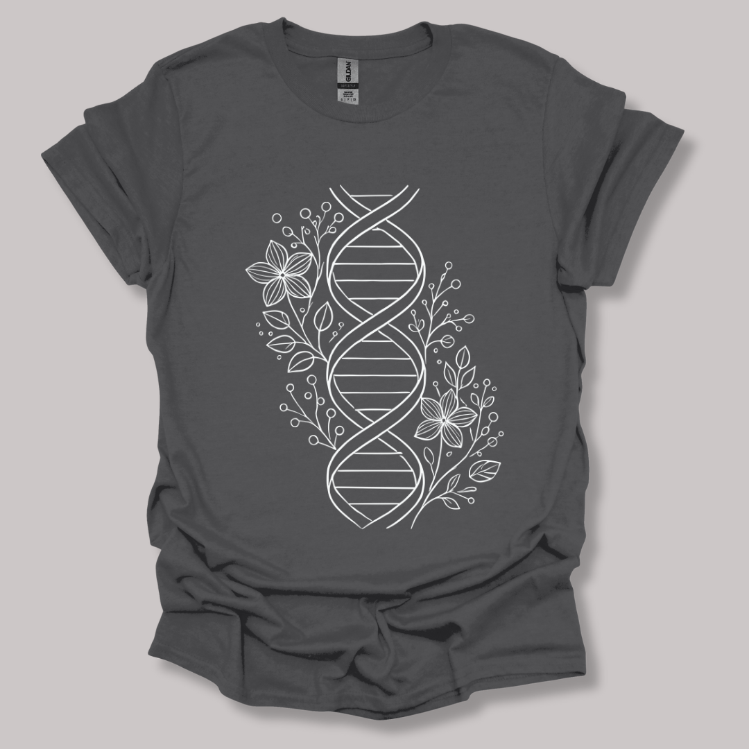 Floral One Line DNA T-shirt Charcoal / S