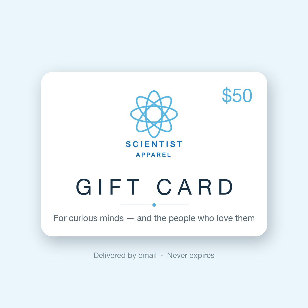 Scientist Apparel $50 digital gift card